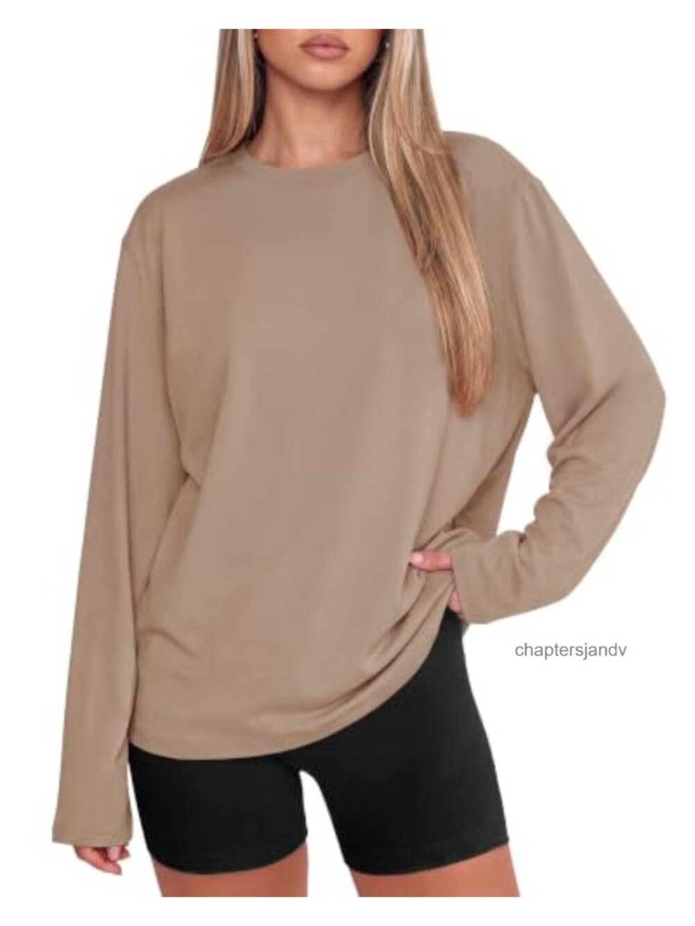 Oversized Long Sleeve Crew Neck T-Shirt Casual Workout Top